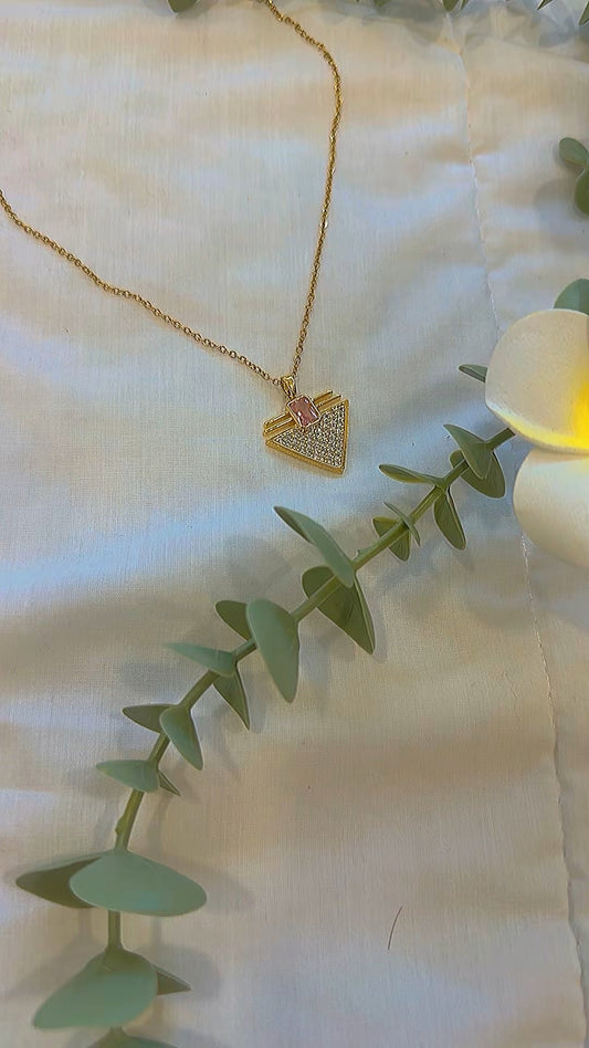 gold diamond triangle necklace
